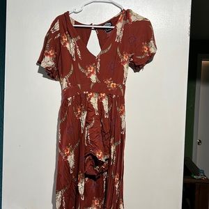 Cow skull copper high low romper